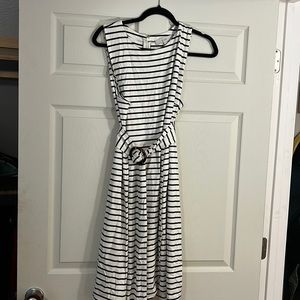 ⭐️ LOFT belted & stripe dress